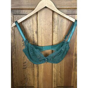 Rigby Peller‎ London Bra Lace Green UK 30 DD Sheer Romantic Bow Sexy Underwire
